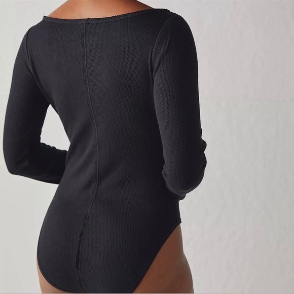 Free People Sloane Bodysuit Black Size Medium NWT - Picture 2 of 6